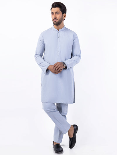 Blended Light Blue Kurta Trouser - Almirah