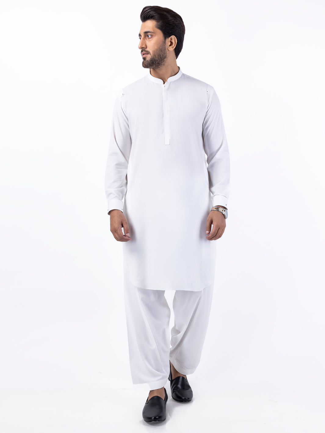 Blended White Kameez Shalwar - Almirah