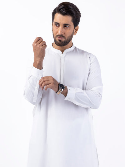 Blended White Kameez Shalwar - Almirah