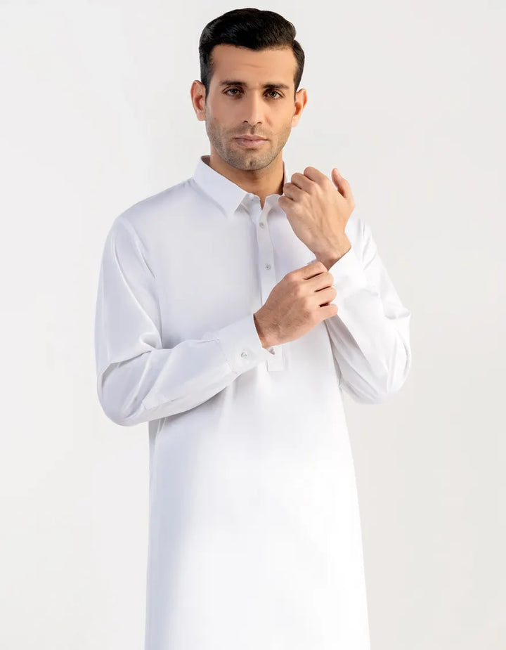 Blended White Shalwar Kameez - J. Junaid Jamshed