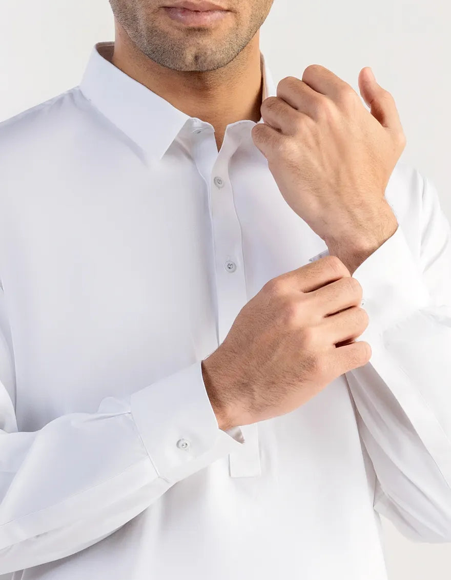 Blended White Shalwar Kameez - J. Junaid Jamshed