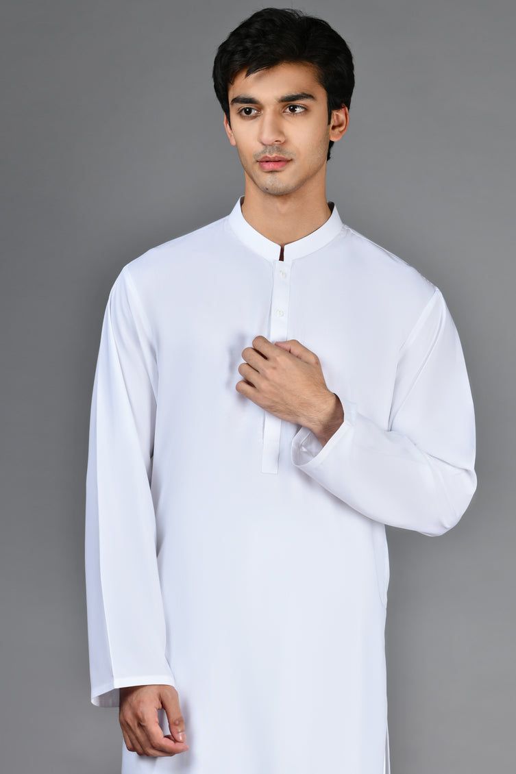 Blended White Shalwar Kameez - J. Junaid Jamshed