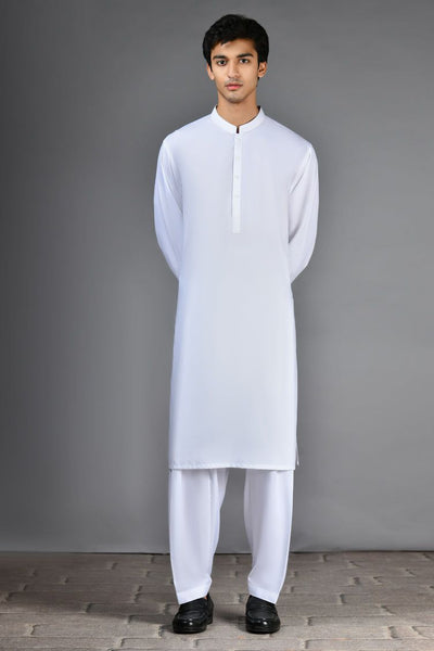 Blended White Shalwar Kameez - J. Junaid Jamshed