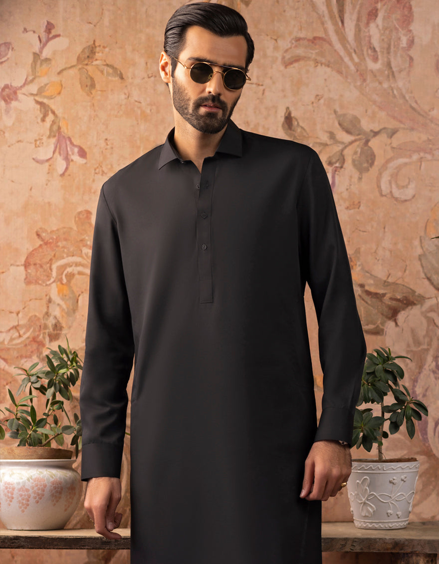 Blended Black Kameez Shalwar - J. Junaid Jamshed