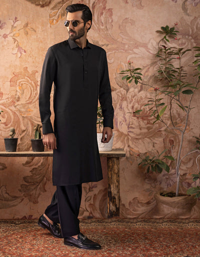 Blended Black Kameez Shalwar - J. Junaid Jamshed