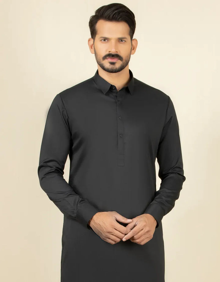 Blended Black Shalwar Kameez - J. Junaid Jamshed