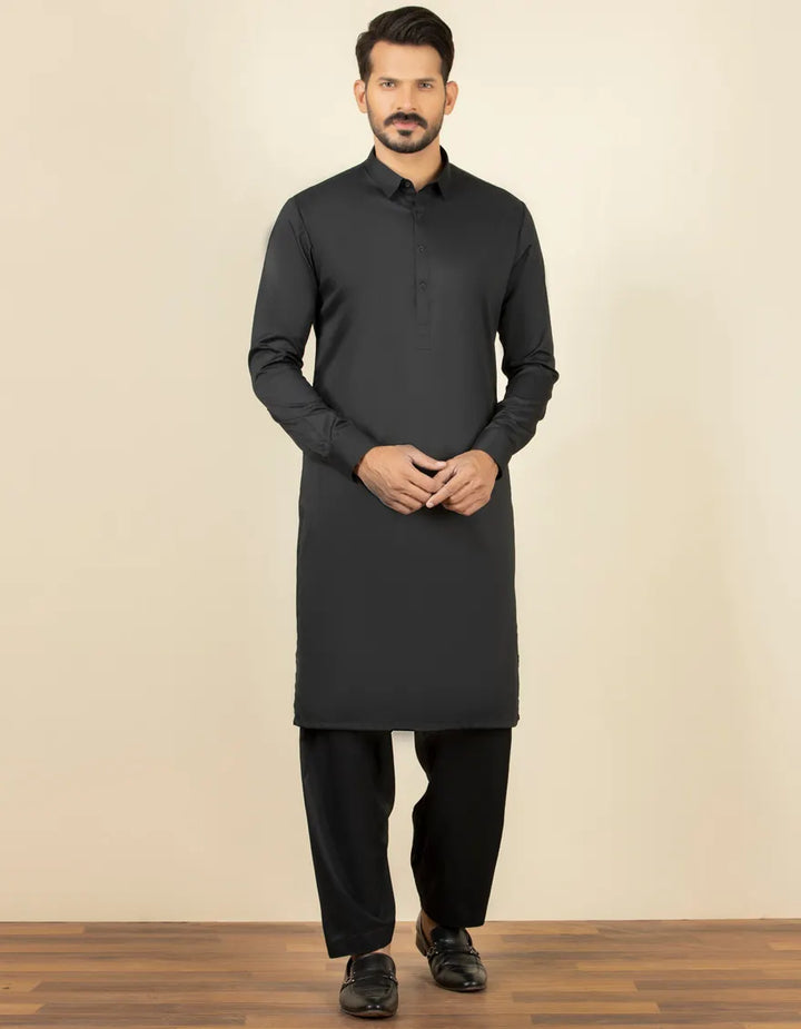 Blended Black Shalwar Kameez - J. Junaid Jamshed