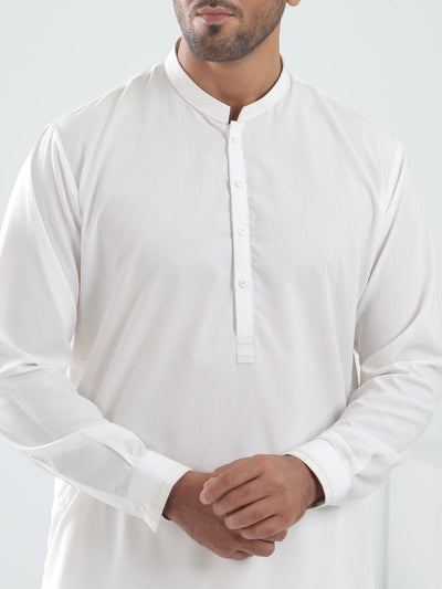 Blended White Kameez Shalwar - Almirah