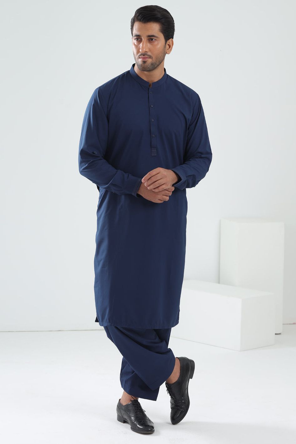Blended Blue Kameez Shalwar - Almirah