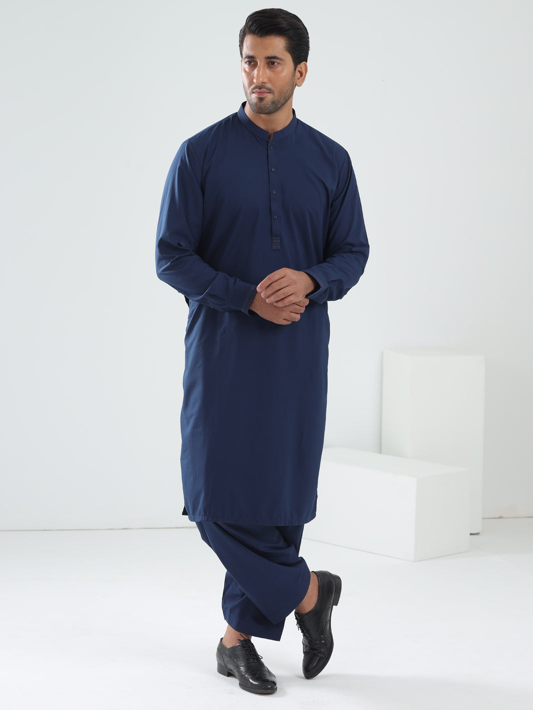 Blended Blue Kameez Shalwar - Almirah