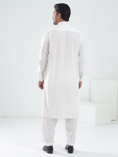 Blended White Kameez Shalwar - Almirah