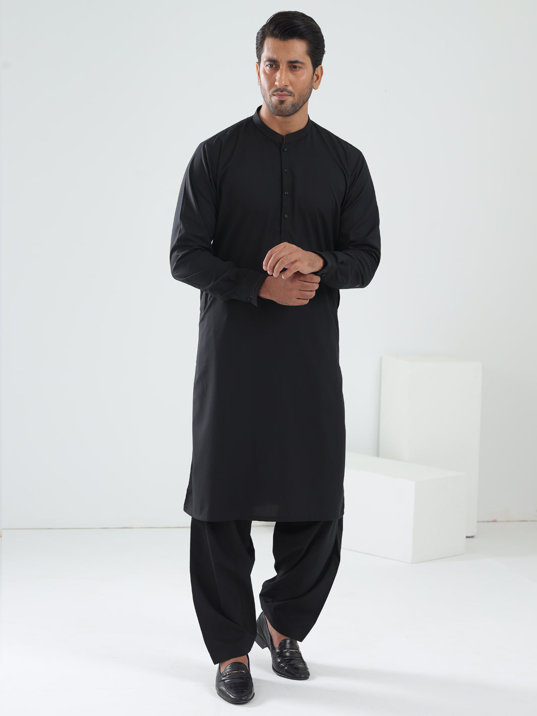 Blended Black Kameez Shalwar - Almirah