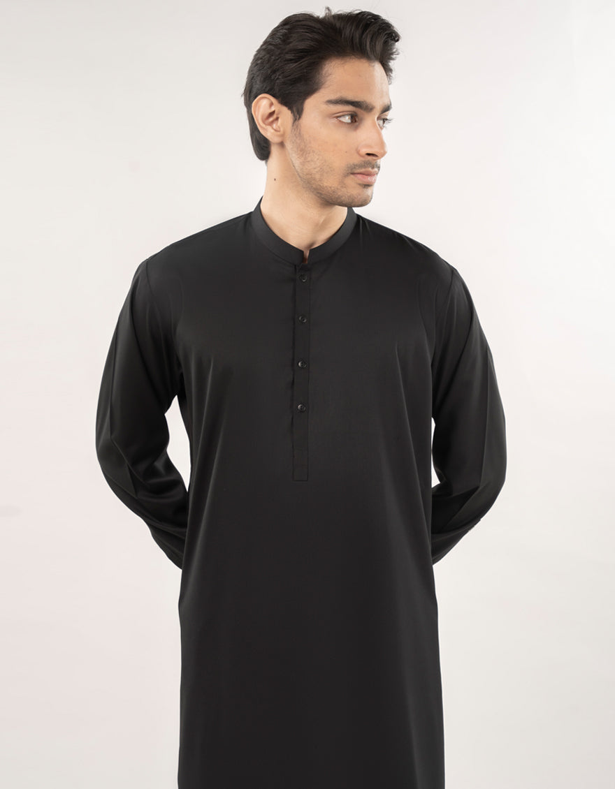 Blended Black Kurta Trouser - J. Junaid Jamshed