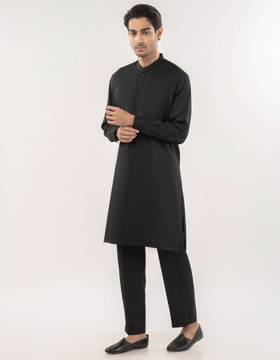 Blended Black Kurta Trouser - J. Junaid Jamshed