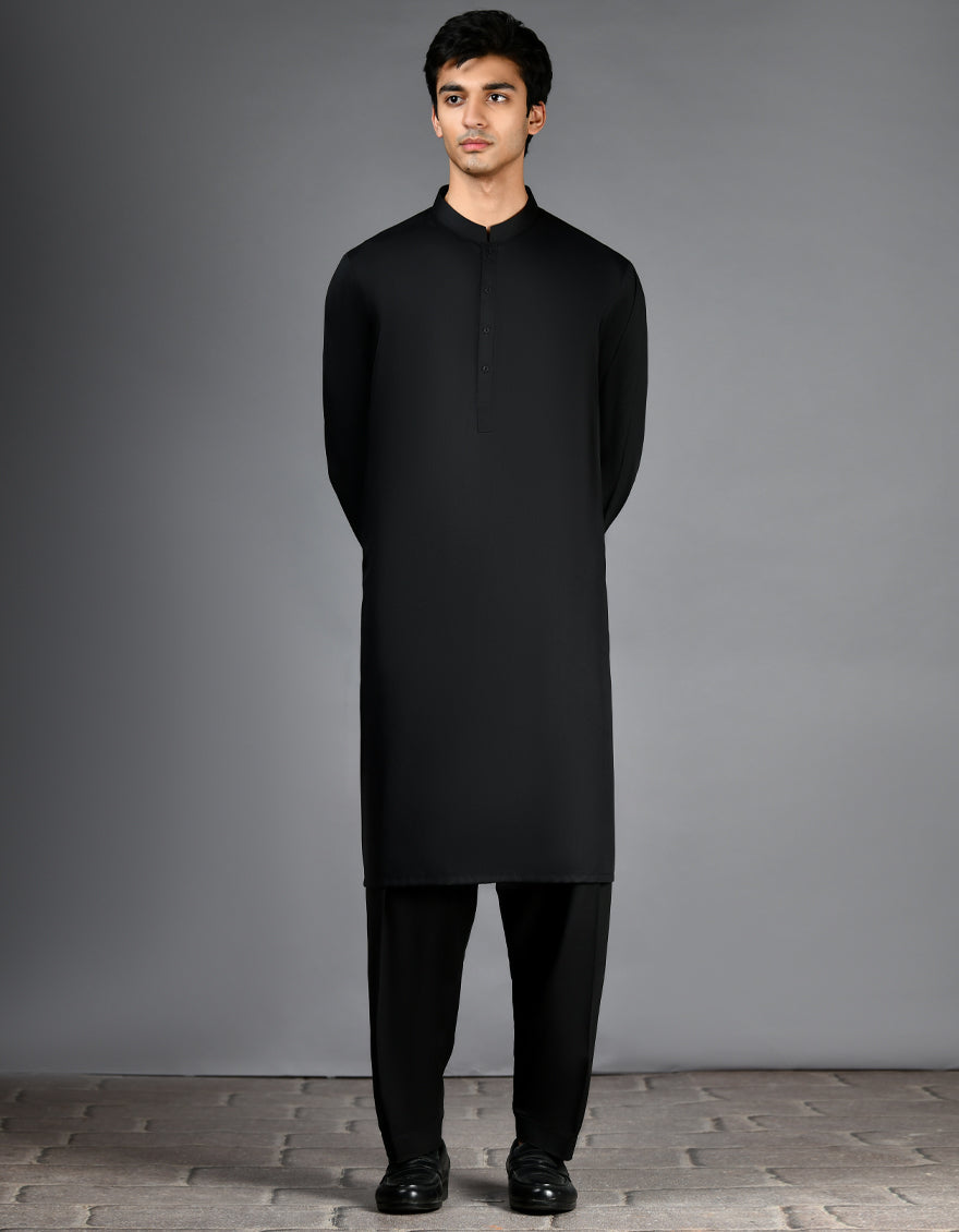 Blended Black Shalwar Kameez - J. Junaid Jamshed