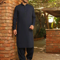 Blended Navy Blue Shalwar Kameez - J. Junaid Jamshed