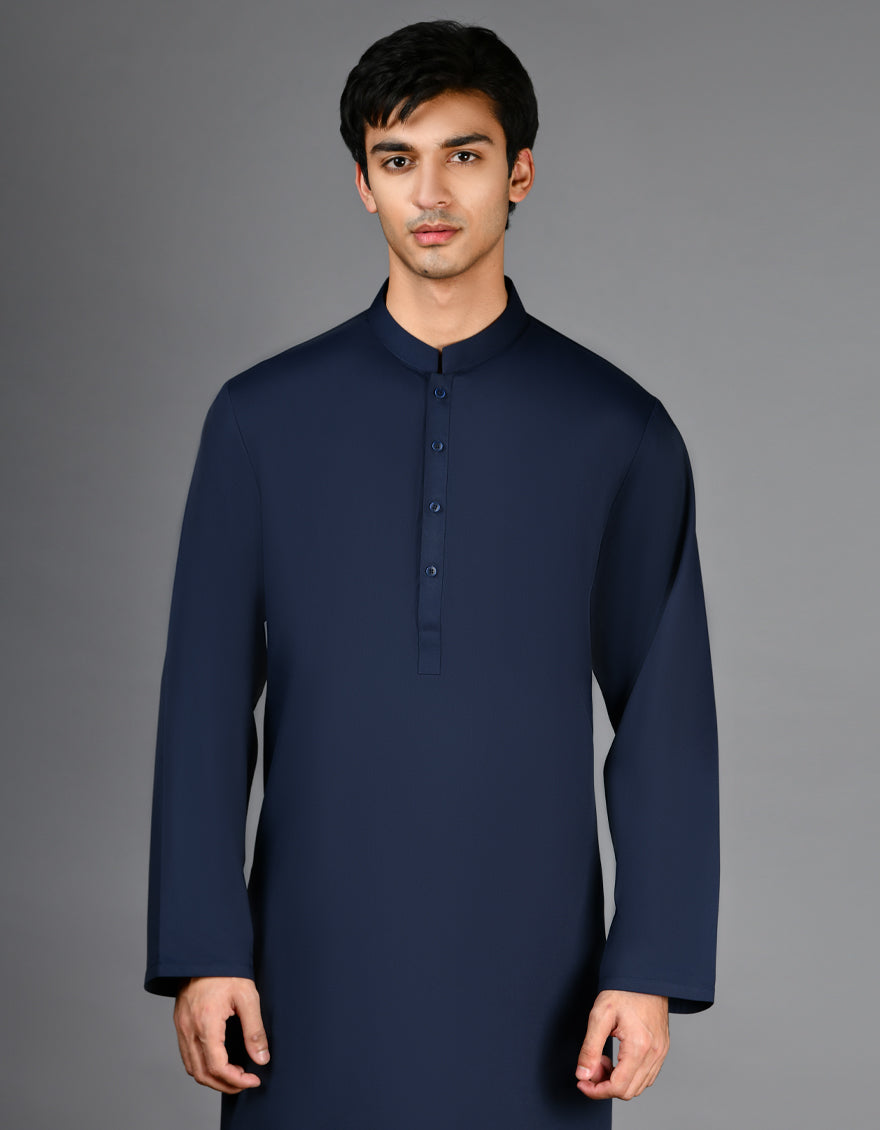 Blended Blue Kurta Trouser - J. Junaid Jamshed