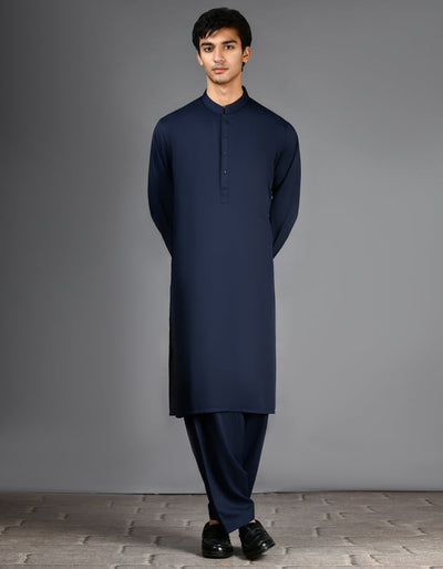 Blended Blue Kurta Trouser - J. Junaid Jamshed