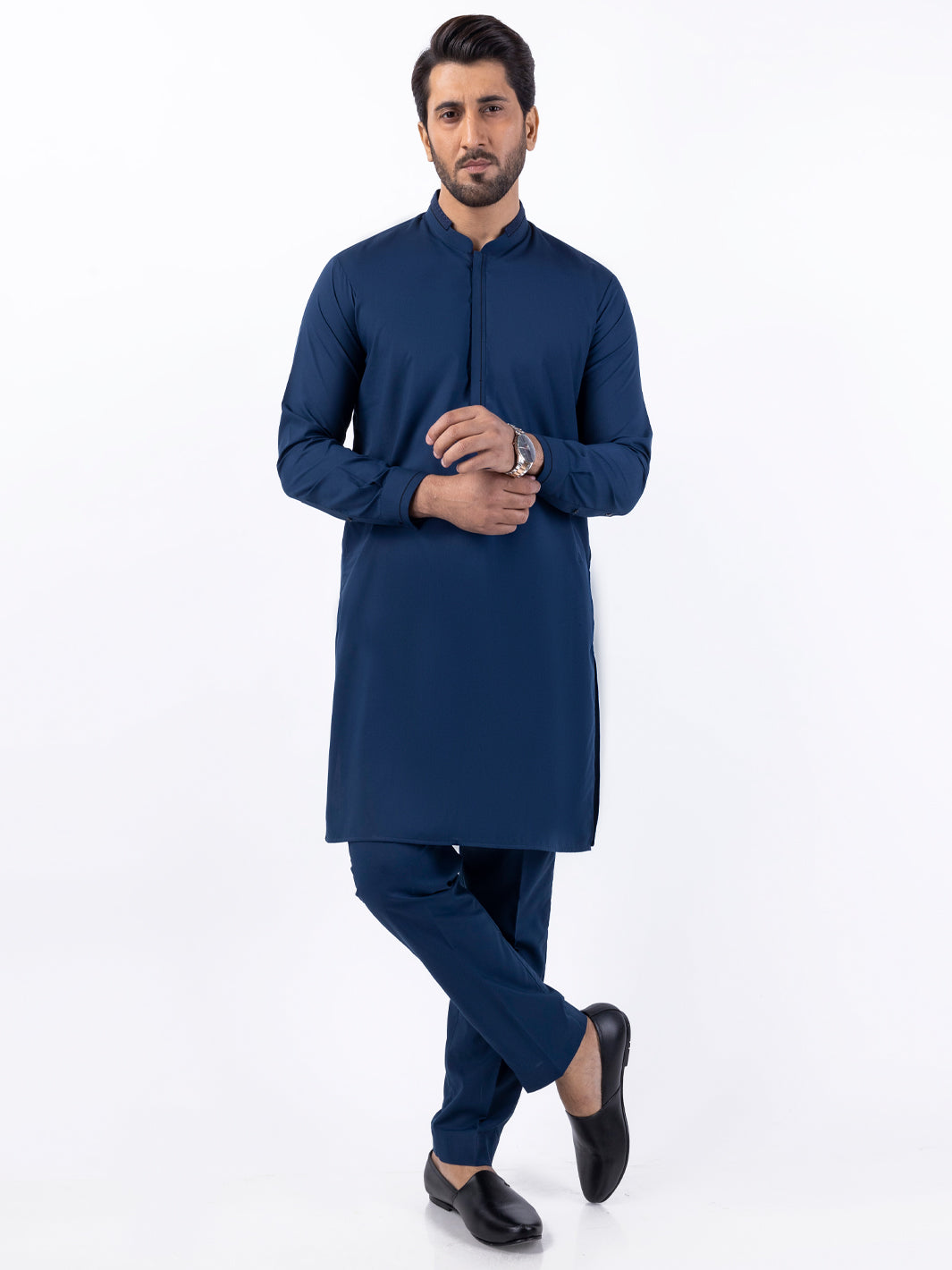 Blended Blue Kurta Trouser - Almirah