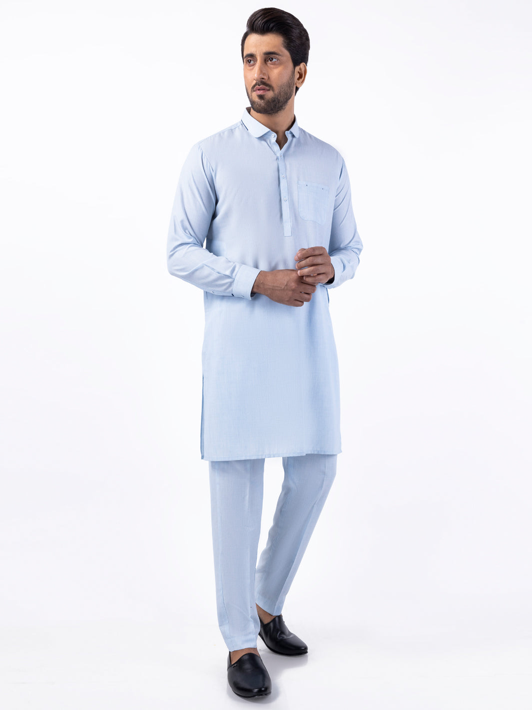 Blended Light Blue Kurta Trouser - Almirah