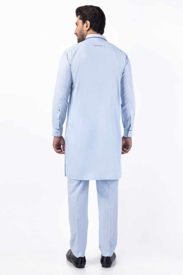 Blended Light Blue Kurta Trouser - Almirah