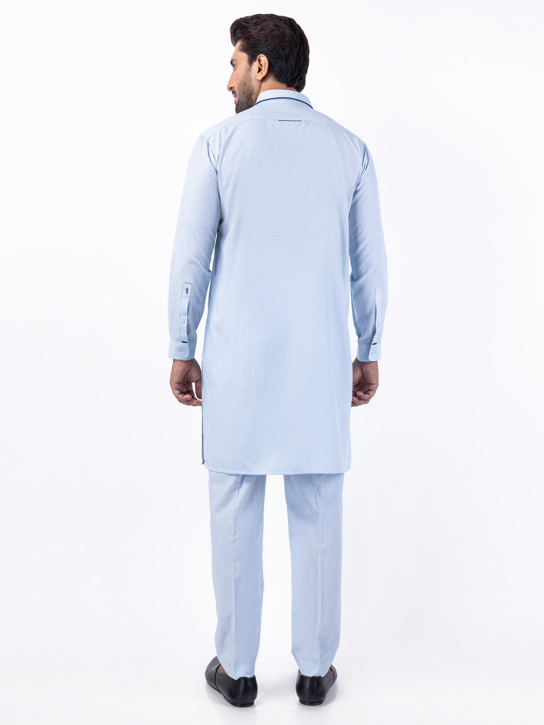 Blended Light Blue Kurta Trouser - Almirah