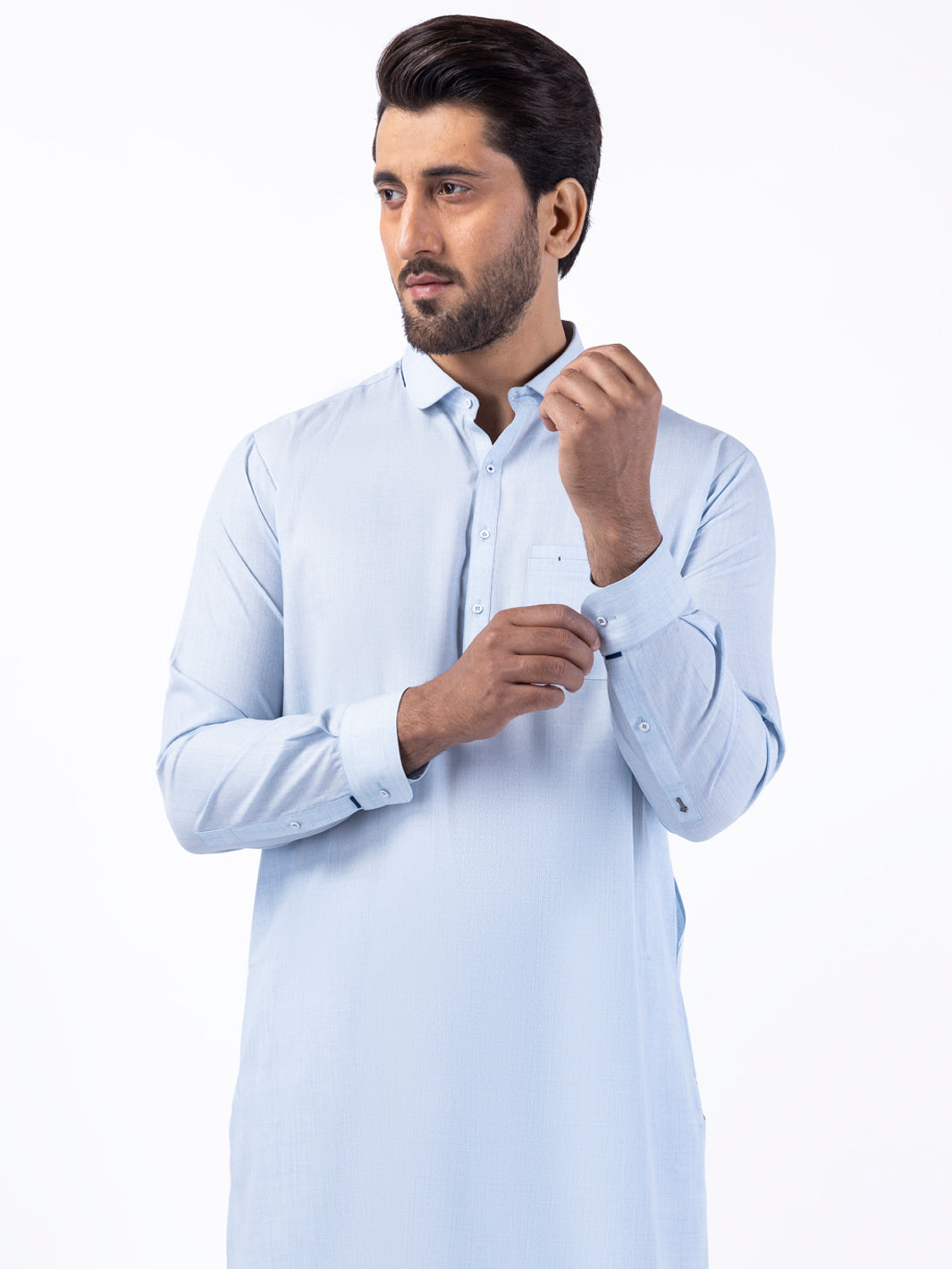 Blended Light Blue Kurta Trouser - Almirah