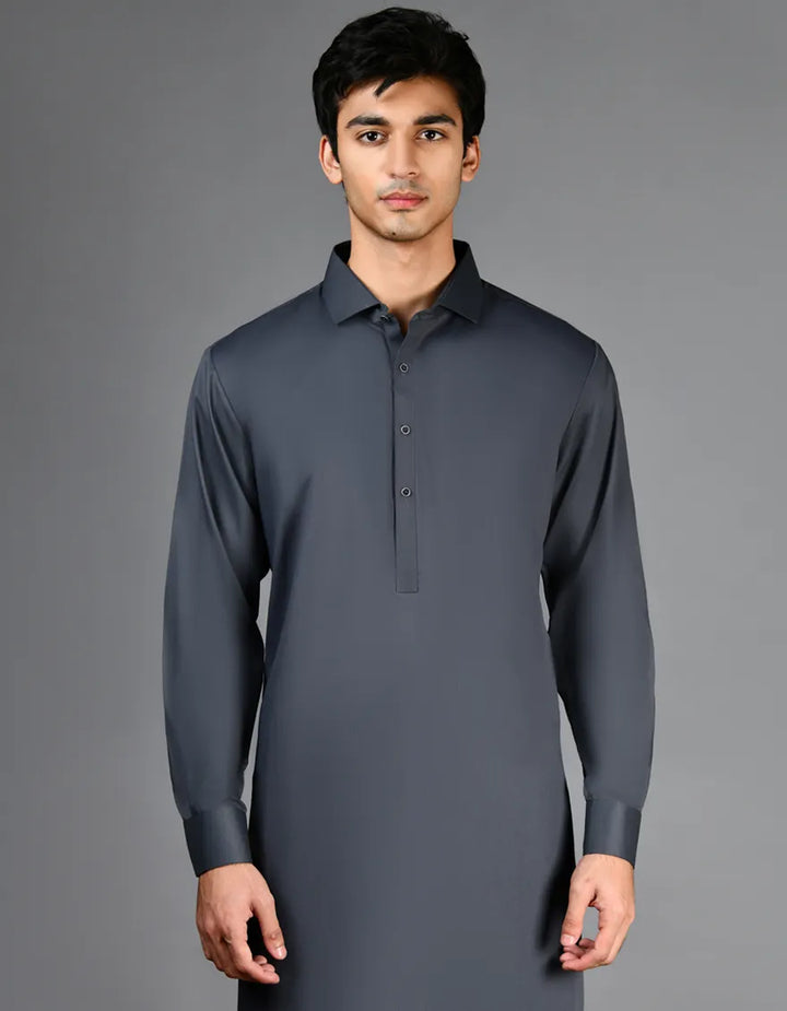 Blended Grey Shalwar Kameez  - J. Junaid Jamshed