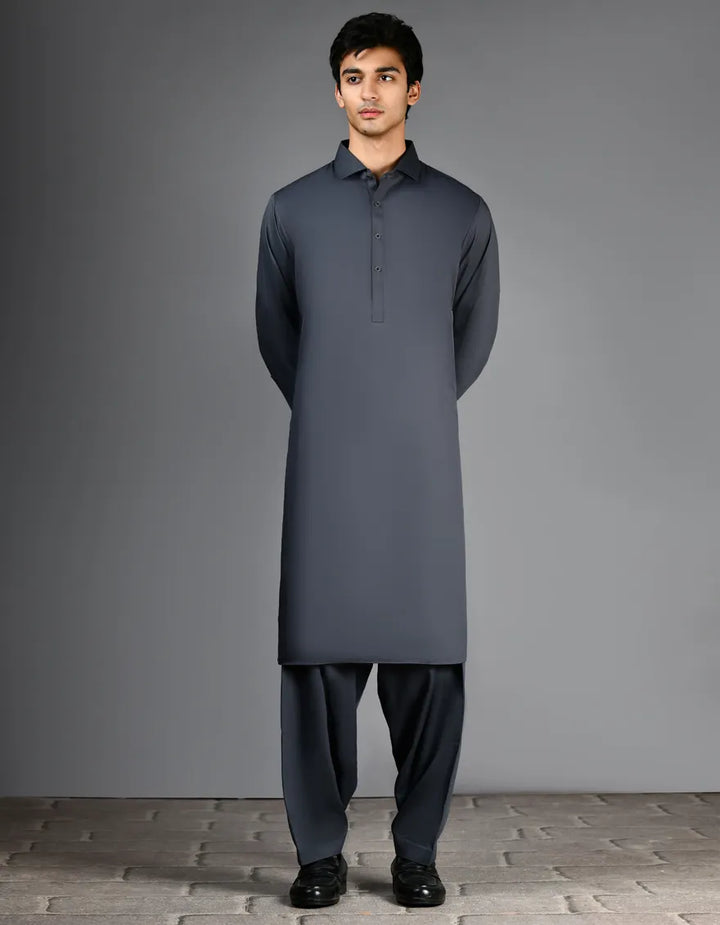 Blended Grey Shalwar Kameez  - J. Junaid Jamshed