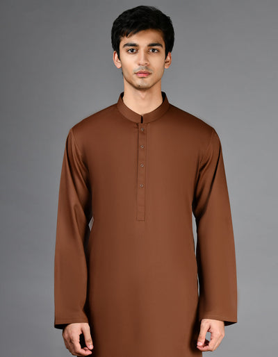 Blended Brown Kurta Trouser - J. Junaid Jamshed