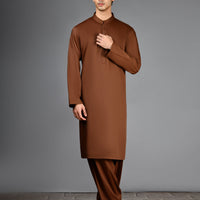 Blended Brown Kurta Trouser - J. Junaid Jamshed