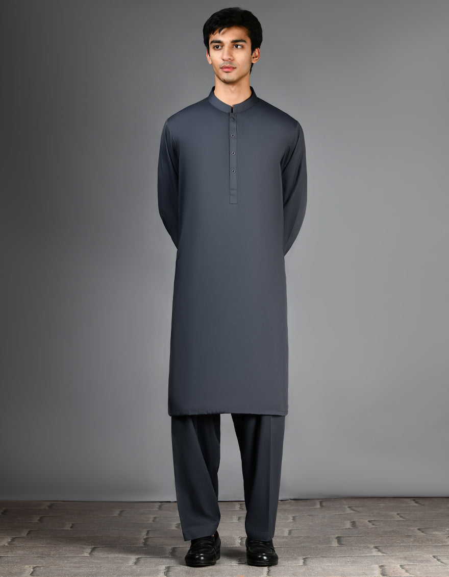 Blended Grey Shalwar Kameez - J. Junaid Jamshed