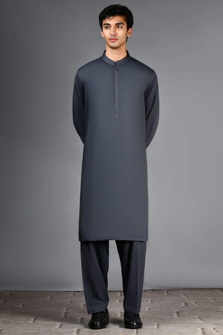 Blended Grey Shalwar Kameez - J. Junaid Jamshed