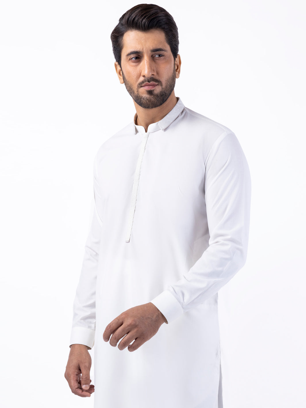 Blended White Kurta Trouser - Almirah