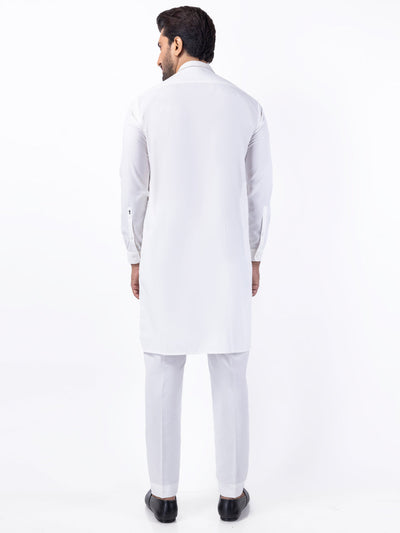 Blended White Kurta Trouser - Almirah