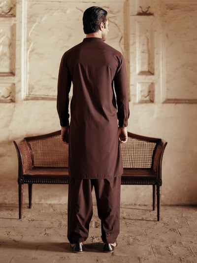 Blended Dark Brown Shalwar Kameez - Almirah