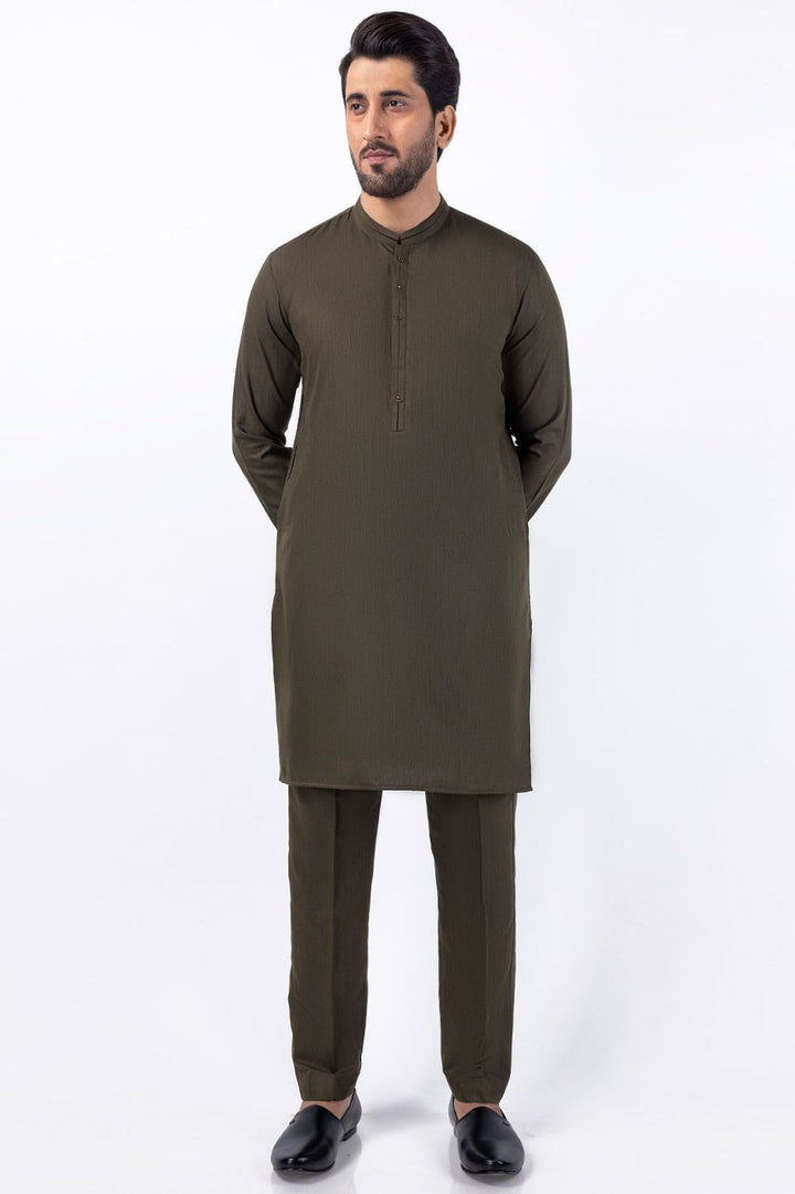 Blended Olive Kurta Trouser - Almirah