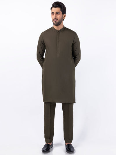 Blended Olive Kurta Trouser - Almirah