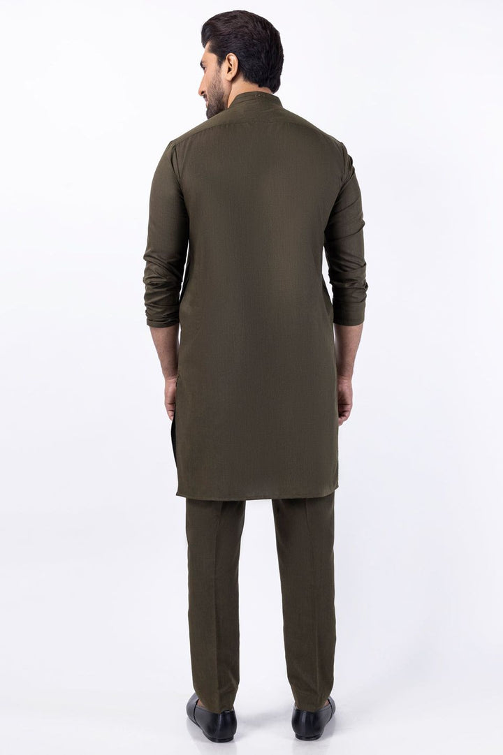 Blended Olive Kurta Trouser - Almirah