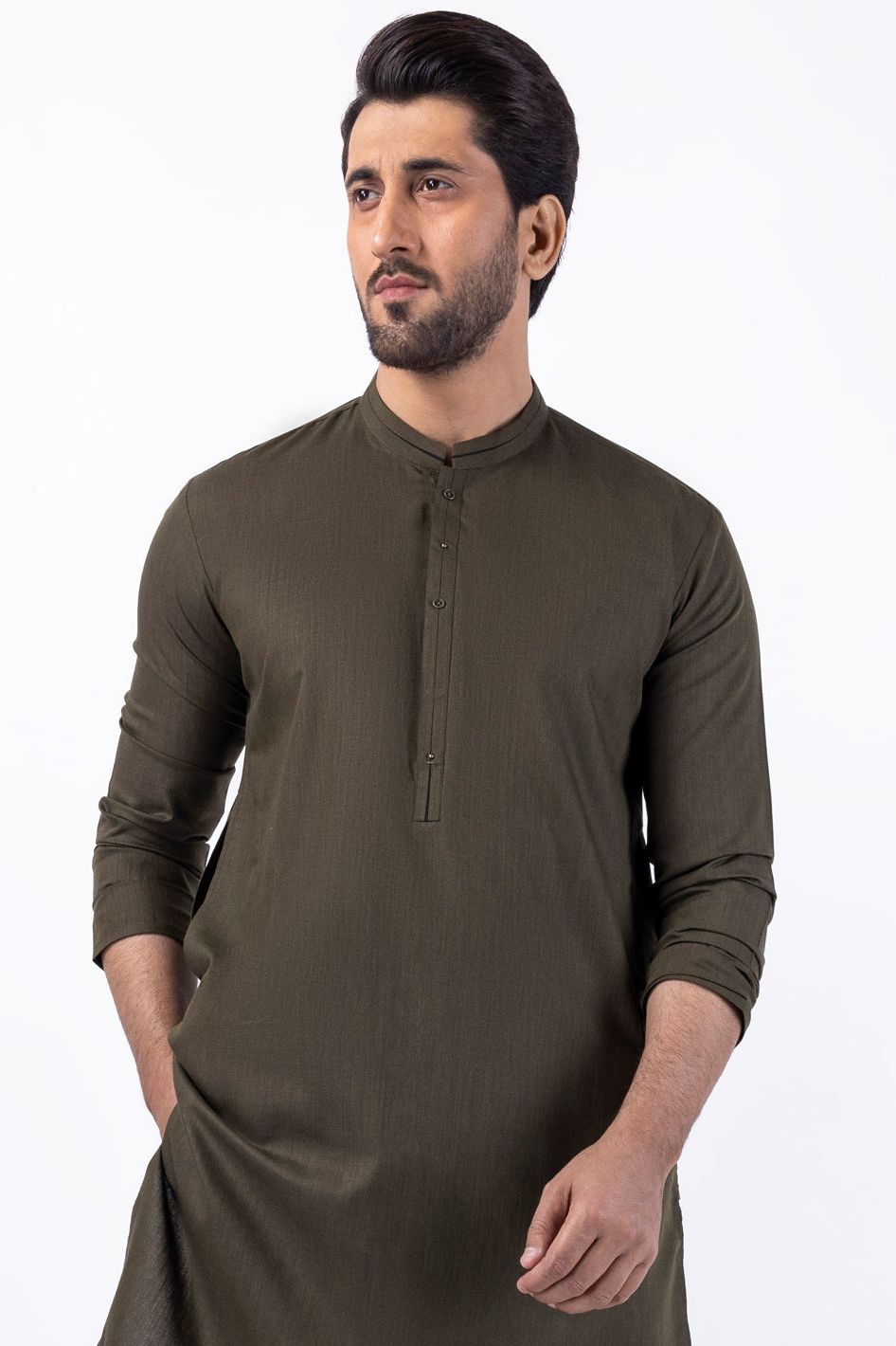 Blended Olive Kurta Trouser - Almirah