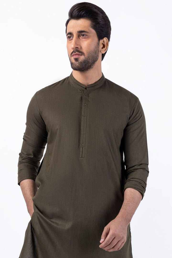 Blended Olive Kurta Trouser - Almirah