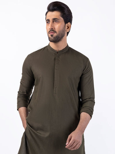 Blended Olive Kurta Trouser - Almirah