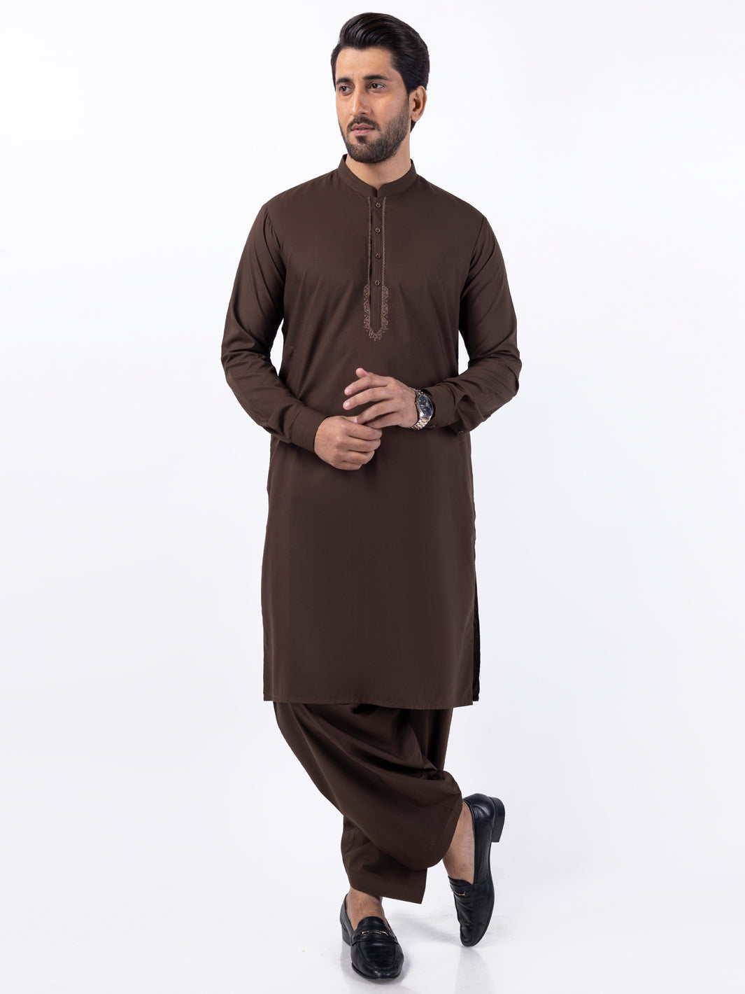 Blended Brown Kameez Shalwar - Almirah