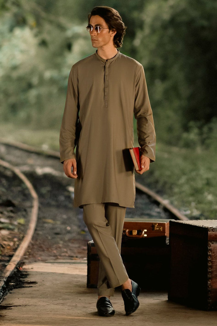Blended Olive Kurta Trouser- Almirah
