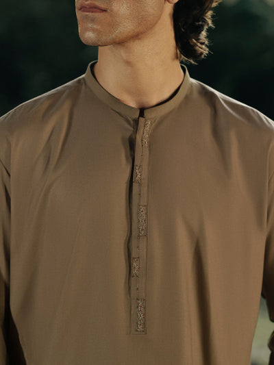 Blended Olive Kurta Trouser- Almirah