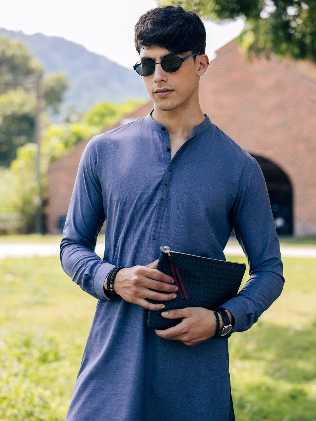 Blended Blue Kurta Trouser- Almirah