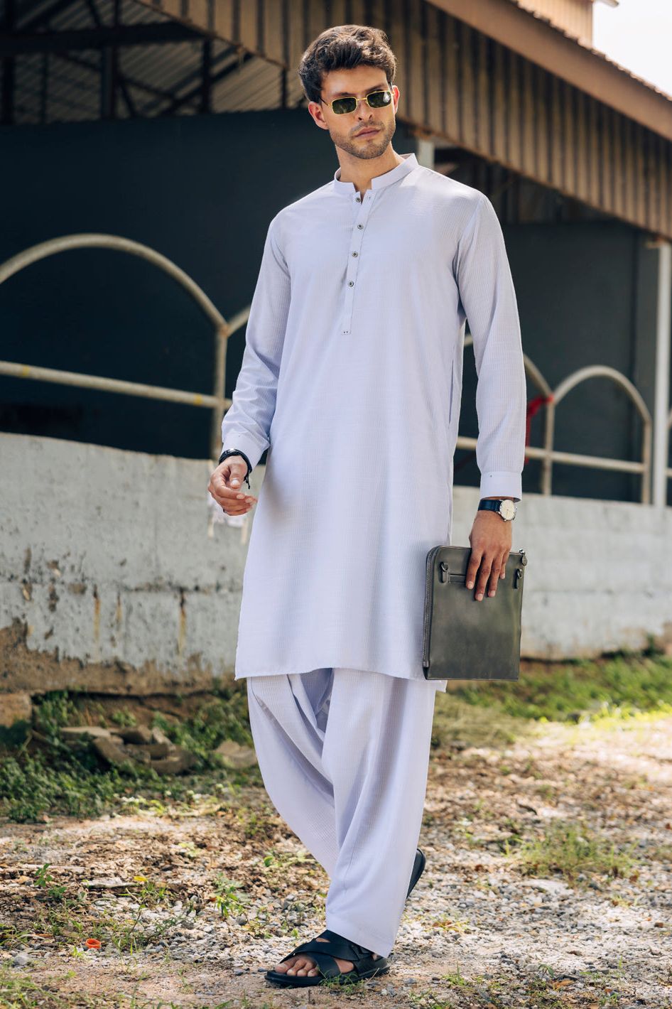 Blended Sky Blue Shalwar Kameez - Almirah