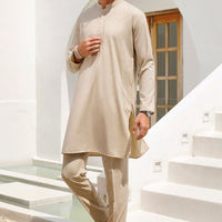 Blended Beige Kurta Trouser - Almirah