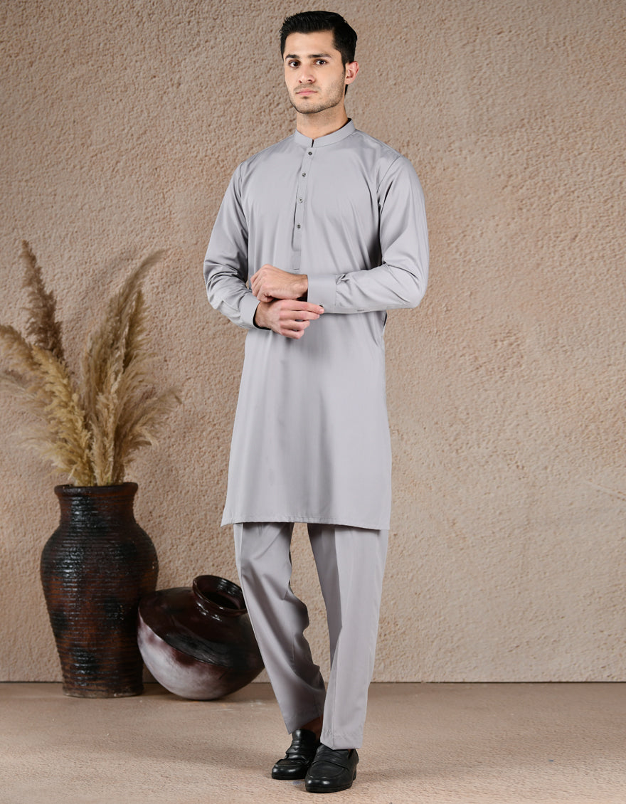 Grey Unstitched Suit - J. Junaid Jamshed