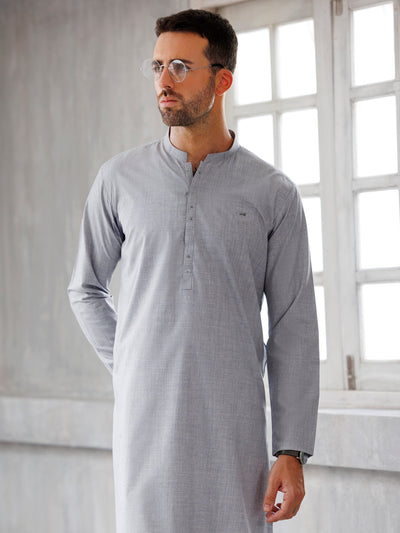 Blended Ash Grey Kurta Trouser - J. Junaid Jamshed